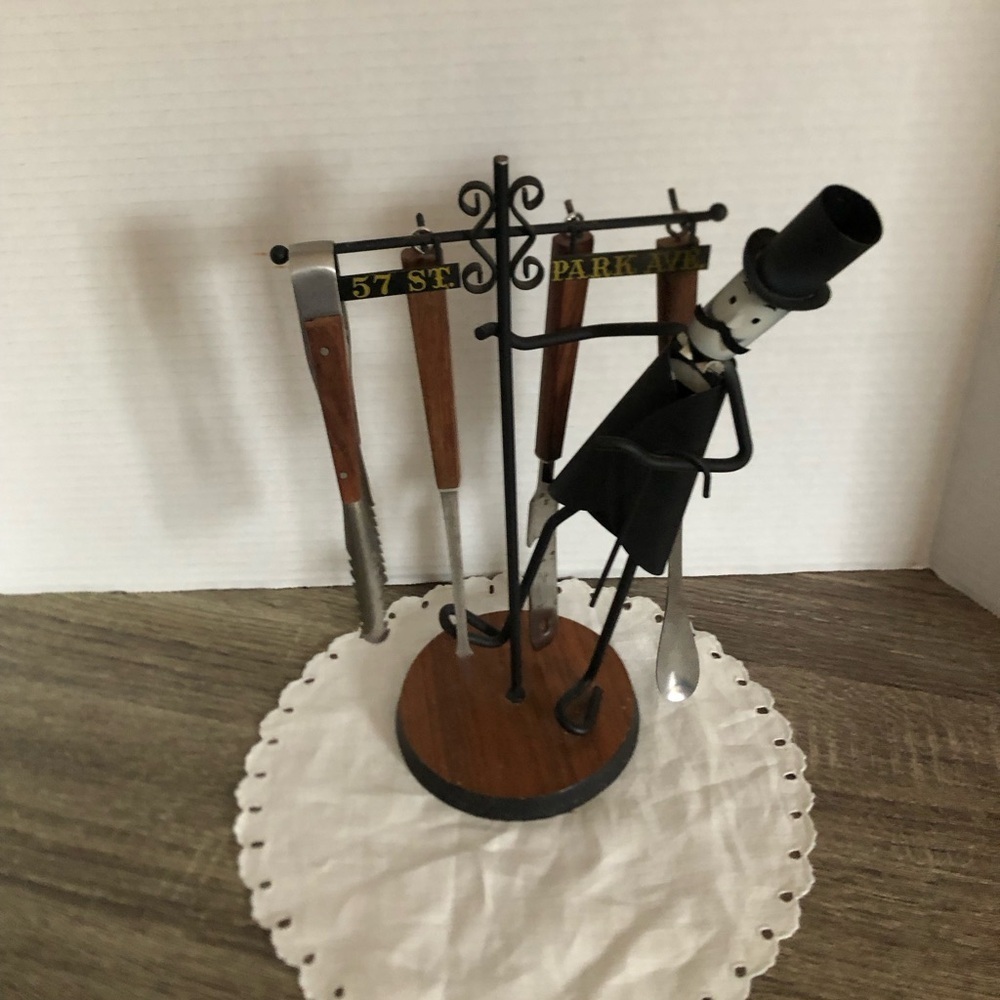 Vtg Novelty Street Sign Barware Set